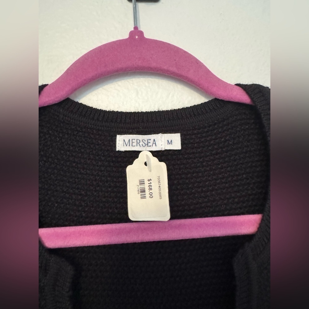 NEW Mersea Ixchel Knit Mini Dress V Neck Black Medium NO BELT NWT - Picture 6 of 9
